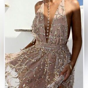 Charlotte Russe Sequin Dress in rose gold s